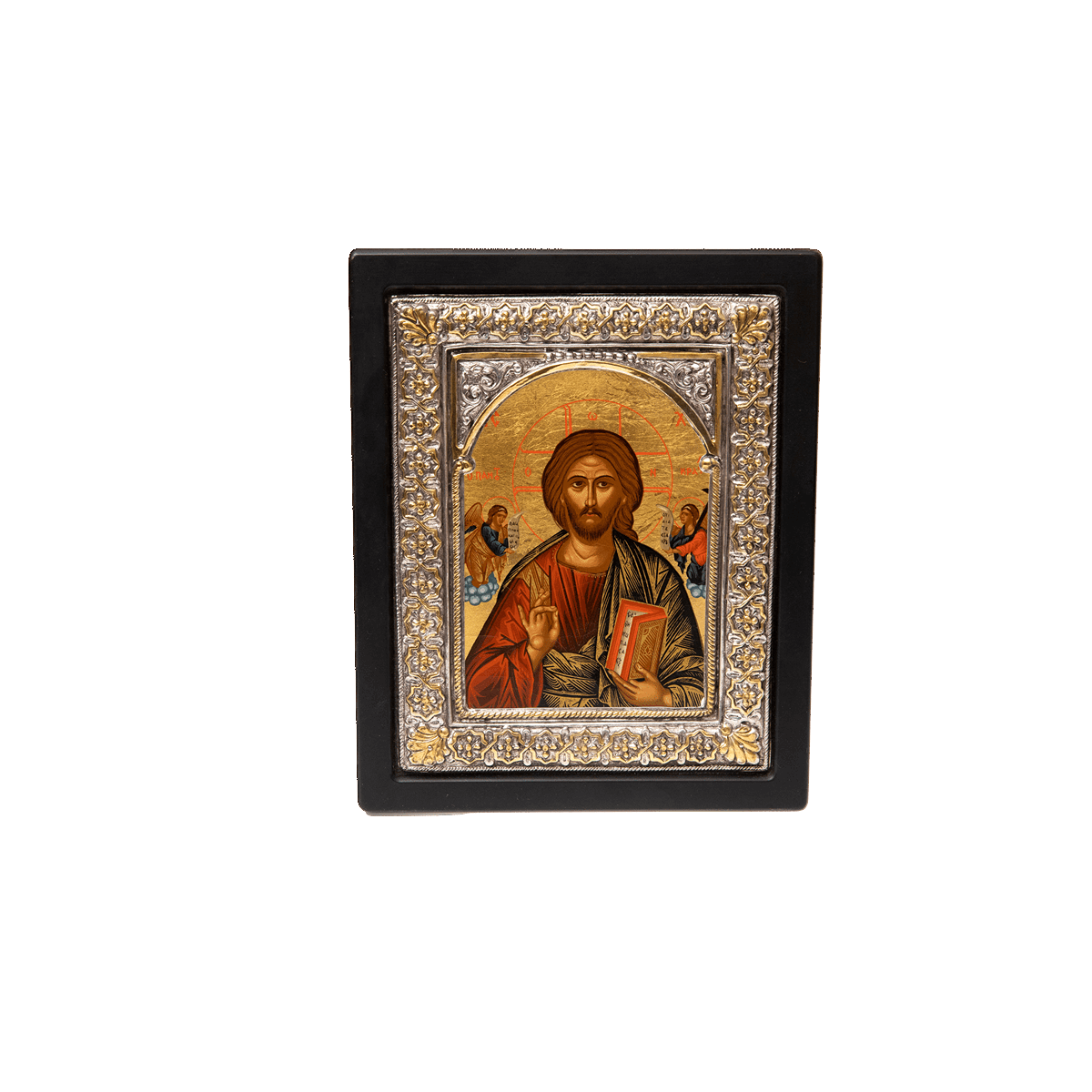 icon of Jesus Christ pantocrator painted on wood and gold leaf ...