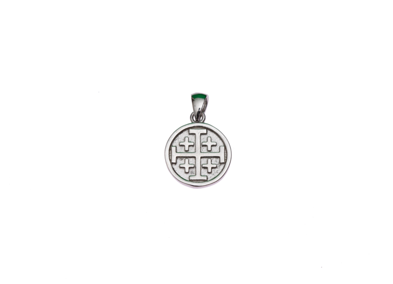 jerusalem cross medalion plain silver – Jerusalem Art Museum