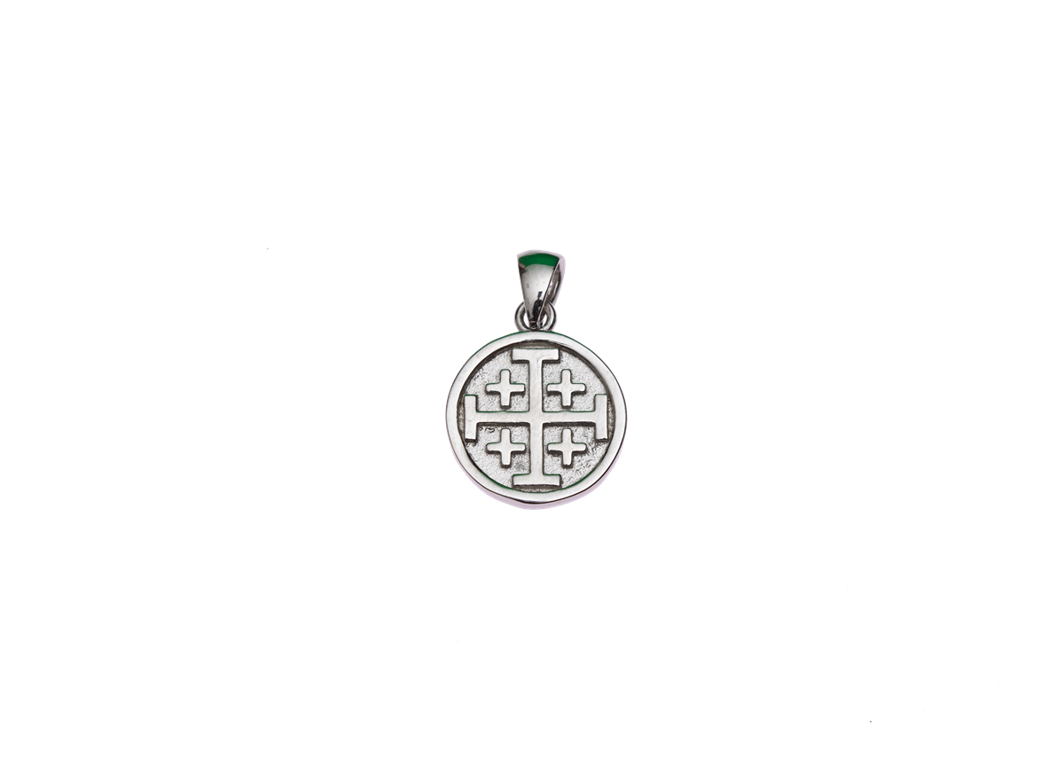 jerusalem cross medalion plain silver – Jerusalem Art Museum