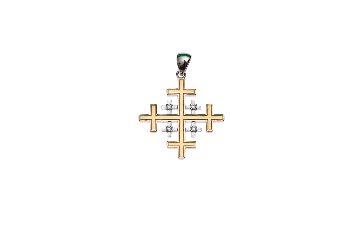 jerusalem cross silver with gold plating and Zircon stones – Jerusalem ...